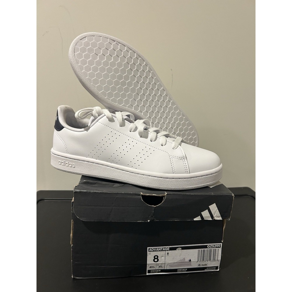 Size 8 Men's / 9 Women's Adidas Advantage White Navy Sneaker Shoes GZ5299 NEW
